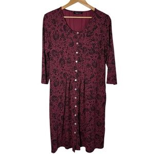 Chadwicks Midi Dress Medium Button Down Dark Romantic Burgundy Prairie Pocket